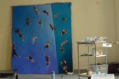 Painting called Unison in studio